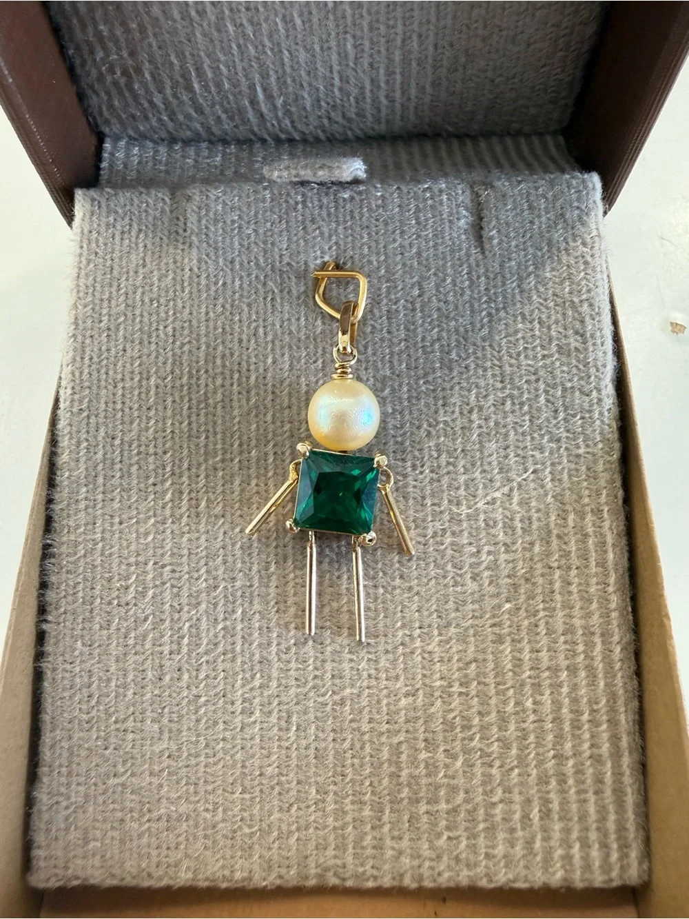 18K Gold Pearl Pendant Charm.